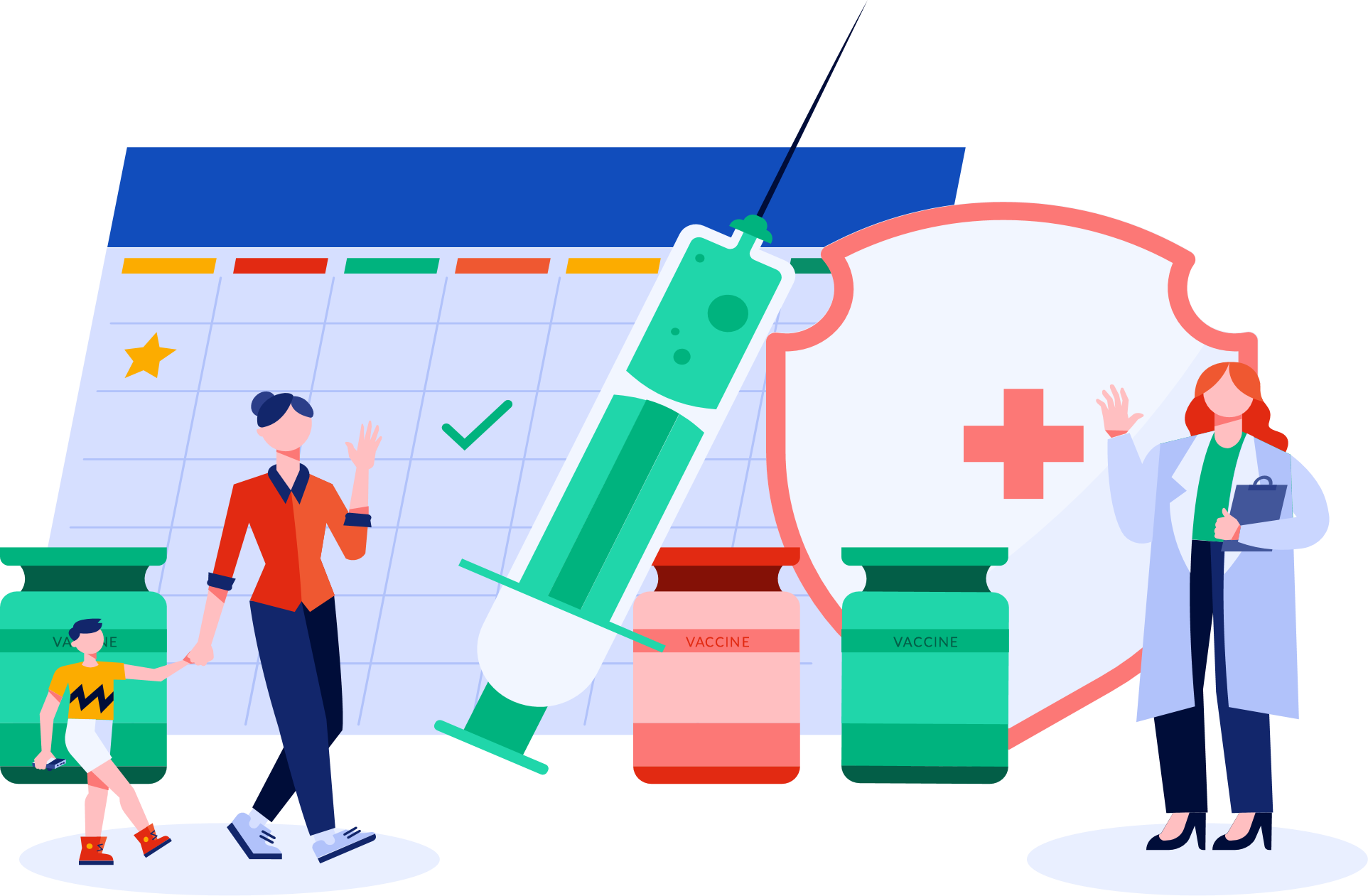 Imagen que muestra personas en fila para vacunarse